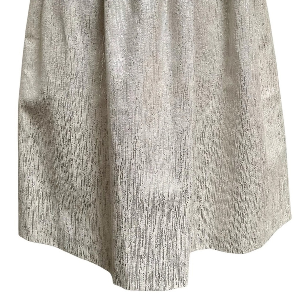 Cynthia Steffe Silver Metallic Fit & Flare Cocktail Dress Bow Waist Size 4 NWT - Picture 5 of 12
